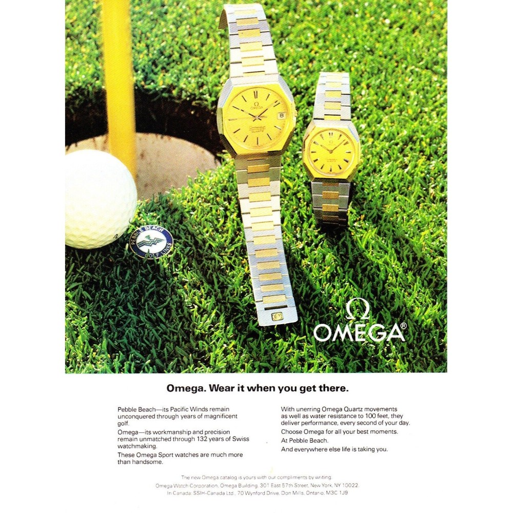 1981 Omega Constellation Quartz Sport Watch photo Pebble Beach vintage print ad